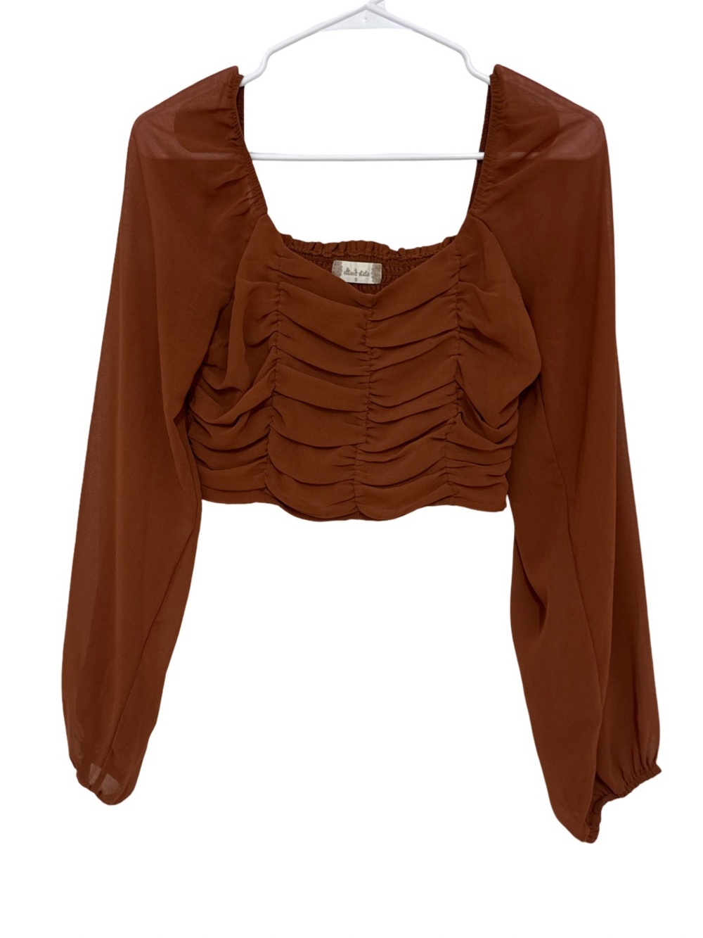 Altar’d State Ruched Long-Sleeve Crop Top Blouse Women’s Small